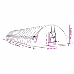 vidaXL Greenhouse Plant House with Steel Frame Polytunnel Greenhouse Green - green, 20 x 6 x 2.85 m