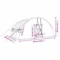 vidaXL Greenhouse Plant House with Steel Frame Polytunnel Greenhouse Green - white, 6 x 4 x 2.85 m - Additional view 3