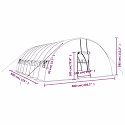 vidaXL Greenhouse Plant House with Steel Frame Polytunnel Greenhouse Green - white, 8 x 6 x 2.85 m - Additional view 3