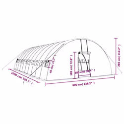vidaXL Greenhouse Plant House with Steel Frame Polytunnel Greenhouse Green - white, 10 x 6 x 2.85 m