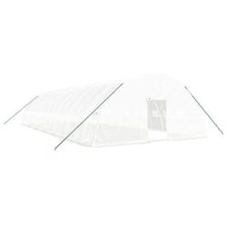 vidaXL Greenhouse Plant House with Steel Frame Polytunnel Greenhouse Green - white, 14 x 6 x 2.85 m