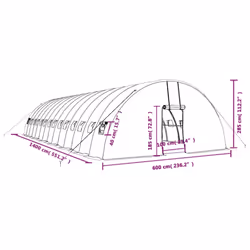 vidaXL Greenhouse Plant House with Steel Frame Polytunnel Greenhouse Green - white, 14 x 6 x 2.85 m