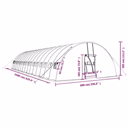 vidaXL Greenhouse Plant House with Steel Frame Polytunnel Greenhouse Green - white, 16 x 6 x 2.85 m - Additional view 3