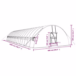 vidaXL Greenhouse Plant House with Steel Frame Polytunnel Greenhouse Green - white, 18 x 6 x 2.85 m