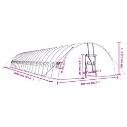 vidaXL Greenhouse Plant House with Steel Frame Polytunnel Greenhouse Green - white, 20 x 6 x 2.85 m - Additional view 3