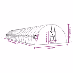 vidaXL Greenhouse Plant House with Steel Frame Polytunnel Greenhouse Green - white, 22 x 6 x 2.85 m - Additional view 3