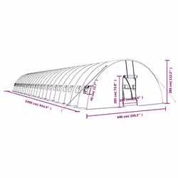 vidaXL Greenhouse Plant House with Steel Frame Polytunnel Greenhouse Green - white, 24 x 6 x 2.85 m - Additional view 3