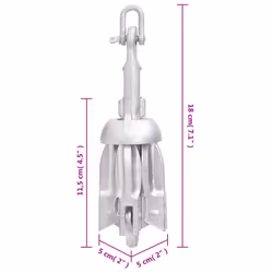 vidaXL Folding Anchor Grappling Portable Grapnel Marine Boat Anchor Silver Iron - without rope, 0.7 kg - Additional view 4