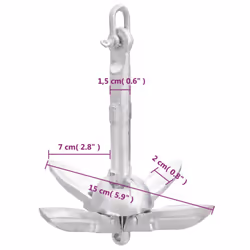 vidaXL Folding Anchor Grappling Portable Grapnel Marine Boat Anchor Silver Iron - without rope, 0.7 kg - Additional view 9