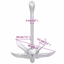 vidaXL Folding Anchor Grappling Portable Grapnel Marine Boat Anchor Silver Iron - without rope, 4 kg - Additional view 9