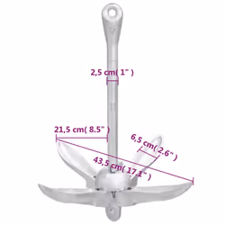 vidaXL Folding Anchor Grappling Portable Grapnel Marine Boat Anchor Silver Iron - without rope, 6 kg - Additional view 4