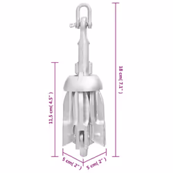 vidaXL Folding Anchor Grappling Portable Grapnel Marine Boat Anchor Silver Iron - with rope, 0.7 kg - Additional view 5