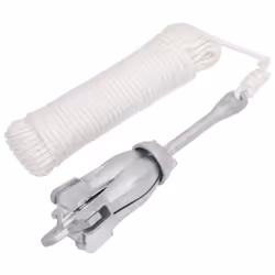 vidaXL Folding Anchor Grappling Portable Grapnel Marine Boat Anchor Silver Iron - with rope, 4 kg
