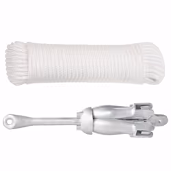 vidaXL Folding Anchor Grappling Portable Grapnel Marine Boat Anchor Silver Iron - with rope, 4 kg