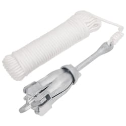 vidaXL Folding Anchor Grappling Portable Grapnel Marine Boat Anchor Silver Iron - with rope, 6 kg