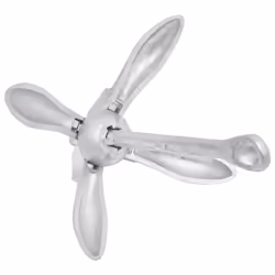 vidaXL Folding Anchor Grappling Portable Grapnel Marine Boat Anchor Silver Iron - with rope, 6 kg