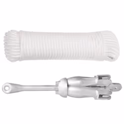 vidaXL Folding Anchor Grappling Portable Grapnel Marine Boat Anchor Silver Iron - with rope, 6 kg