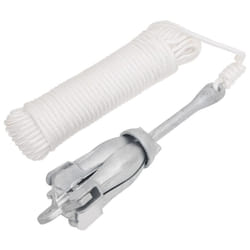 vidaXL Folding Anchor Grappling Portable Grapnel Marine Boat Anchor Silver Iron - with rope, 8 kg