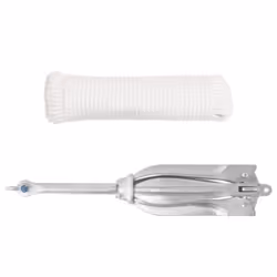 vidaXL Folding Anchor Grappling Portable Grapnel Marine Boat Anchor Silver Iron - with rope, 12 kg