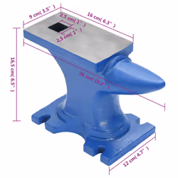 vidaXL Anvil Single Horn Anvil Work Blacksmith Tool Blue 10.9 kg Cast Iron