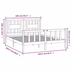 vidaXL Bed Frame with Headboard Solid Wood Pine Bed Base Mattress Foundation - brown, 160 x 200 cm - Additional view 5