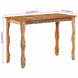 vidaXL Dining Table Dinner Table Kitchen Table Side Table Solid Wood Reclaimed - Additional view 7