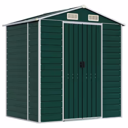 vidaXL Garden Shed Outdoor Storage Shed Patio Yard Tool Shed Galvanised Steel - green, 191 x 130 x 198 cm