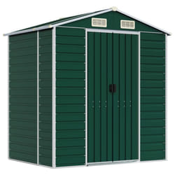 vidaXL Garden Shed Outdoor Storage Shed Patio Yard Tool Shed Galvanised Steel - green, 191 x 130 x 198 cm