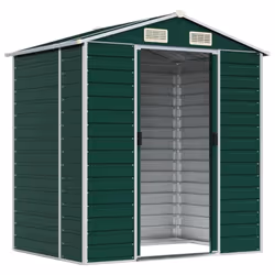 vidaXL Garden Shed Outdoor Storage Shed Patio Yard Tool Shed Galvanised Steel - green, 191 x 130 x 198 cm