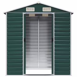 vidaXL Garden Shed Outdoor Storage Shed Patio Yard Tool Shed Galvanised Steel - green, 191 x 130 x 198 cm - Additional view 4
