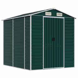 vidaXL Garden Shed Outdoor Storage Shed Patio Yard Tool Shed Galvanised Steel - green, 191 x 215 x 198 cm
