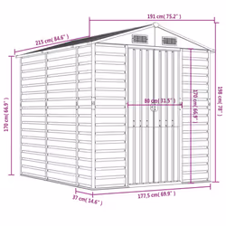 vidaXL Garden Shed Outdoor Storage Shed Patio Yard Tool Shed Galvanised Steel - green, 191 x 215 x 198 cm