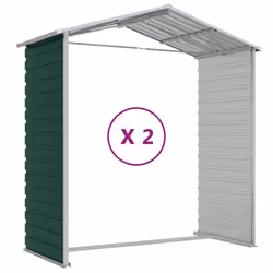 vidaXL Garden Shed Outdoor Storage Shed Patio Yard Tool Shed Galvanised Steel - green, 191 x 215 x 198 cm - Additional view 8