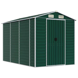 vidaXL Garden Shed Outdoor Storage Shed Patio Yard Tool Shed Galvanised Steel - green, 191 x 300 x 198 cm