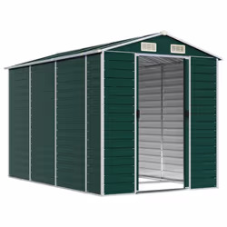 vidaXL Garden Shed Outdoor Storage Shed Patio Yard Tool Shed Galvanised Steel - green, 191 x 300 x 198 cm