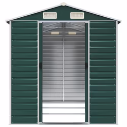 vidaXL Garden Shed Outdoor Storage Shed Patio Yard Tool Shed Galvanised Steel - green, 191 x 300 x 198 cm - Additional view 4