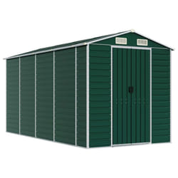 vidaXL Garden Shed Outdoor Storage Shed Patio Yard Tool Shed Galvanised Steel - green, 191 x 385 x 198 cm