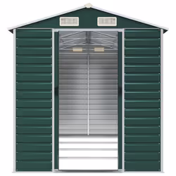 vidaXL Garden Shed Outdoor Storage Shed Patio Yard Tool Shed Galvanised Steel - green, 191 x 385 x 198 cm - Additional view 4