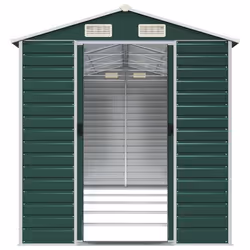 vidaXL Garden Shed Outdoor Storage Shed Patio Yard Tool Shed Galvanised Steel - green, 191 x 470 x 198 cm - Additional view 4