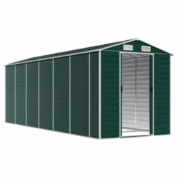 vidaXL Garden Shed Outdoor Storage Shed Patio Yard Tool Shed Galvanised Steel - green, 191 x 555 x 198 cm - Additional view 2