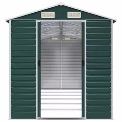 vidaXL Garden Shed Outdoor Storage Shed Patio Yard Tool Shed Galvanised Steel - green, 191 x 555 x 198 cm - Additional view 4