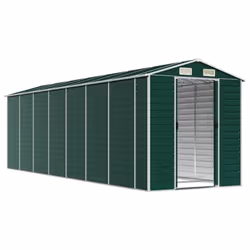 vidaXL Garden Shed Outdoor Storage Shed Patio Yard Tool Shed Galvanised Steel - green, 191 x 640 x 198 cm - Additional view 2