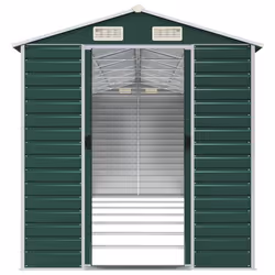vidaXL Garden Shed Outdoor Storage Shed Patio Yard Tool Shed Galvanised Steel - green, 191 x 640 x 198 cm - Additional view 4