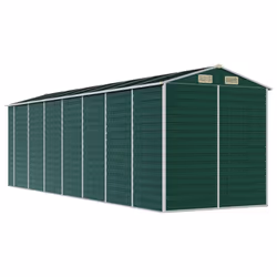 vidaXL Garden Shed Outdoor Storage Shed Patio Yard Tool Shed Galvanised Steel - green, 191 x 640 x 198 cm - Additional view 6