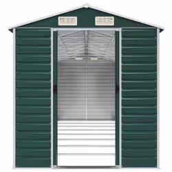 vidaXL Garden Shed Outdoor Storage Shed Patio Yard Tool Shed Galvanised Steel - green, 191 x 725 x 198 cm - Additional view 4