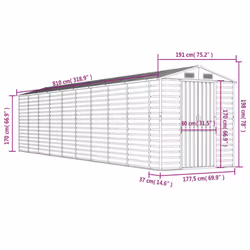 vidaXL Garden Shed Outdoor Storage Shed Patio Yard Tool Shed Galvanised Steel - green, 191 x 810 x 198 cm