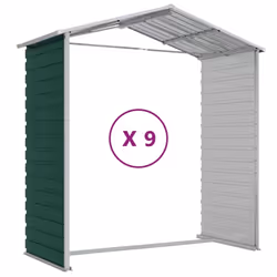 vidaXL Garden Shed Outdoor Storage Shed Patio Yard Tool Shed Galvanised Steel - green, 191 x 810 x 198 cm - Additional view 8