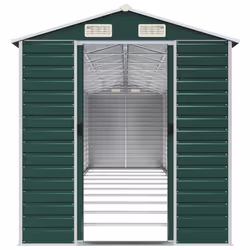 vidaXL Garden Shed Outdoor Storage Shed Patio Yard Tool Shed Galvanised Steel - green, 191 x 895 x 198 cm - Additional view 4