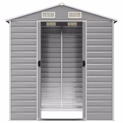 vidaXL Garden Shed Outdoor Storage Shed Patio Yard Tool Shed Galvanised Steel - light grey, 191 x 130 x 198 cm - Additional view 4