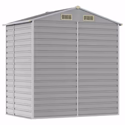 vidaXL Garden Shed Outdoor Storage Shed Patio Yard Tool Shed Galvanised Steel - light grey, 191 x 130 x 198 cm - Additional view 6